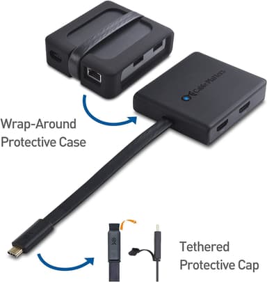 Cable Matters 1–6 USB-C-telakointiasema 2xHDMI 4K60Hz, 1xPD60W 1xRJ45 GigaLan ja 2xUSB-A, yhteensopiva Thunderbolt 3/4:n ja USB4:n kanssa