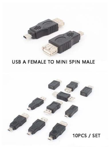 NÖRDIC USB 2.0 -sovitinsarja, 10 eri USB-sovitinta