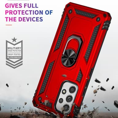 SKALO Samsung A53 5G Armor Hybridi metallirengas kuori - Punainen