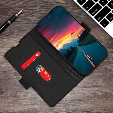 SKALO Samsung A13 4G Ultrathin Premium Wallet Case - Musta