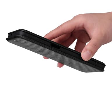 SKALO Motorola Moto G52 Carbon Fiber Lompakkokotelo - Musta