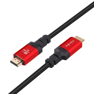 NÖRDIC CERTIFIED CABLES 50 cm Ultra High Speed HDMI, 8K 60 Hz, 4K 120 Hz, 48Gb/s, Dynamic HDR eARC VRR nailonpun. kaap., kullatut liitt. HDMI 2.1