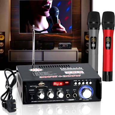 NÖRDIC Bluetooth 5.0 Stereovahvistin 2x40W AUX / USB / BT Audiovahvistin FM 2xMIC-tulolla