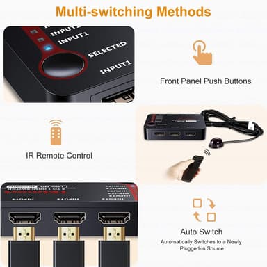 NÖRDIC HDMI 2.0 -kytkin 5-1 4K 60Hz 18Gbps 3D UHD RGB 4:4:4 HDCP 2.2 HDR10 LPCM 7.1, Dolby TrueHD ja DTS-HD Master Audio