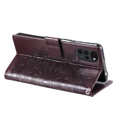 SKALO Motorola Moto G22 Mandala lompakkokotelo - Ruskea
