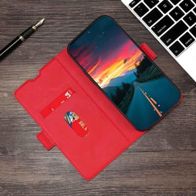 SKALO Samsung A13 4G Ultrathin Premium Wallet Case - Punainen