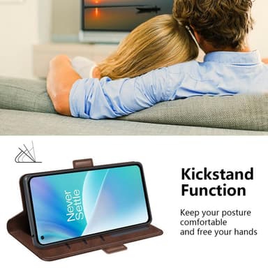 SKALO OnePlus Nord 2T 5G Premium Wallet Lompakkokotelo - Ruskea