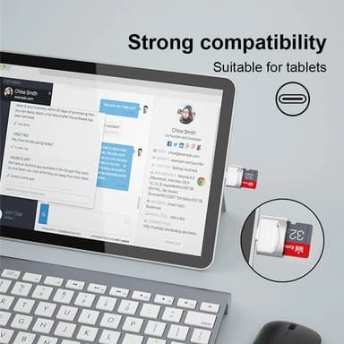 NÖRDIC USB-C 3.1 kortinlukija avaimenperällä 5Gbps TF, MicroSD, Micro SDHC, Micro SDXC 2TB UHS-I hopea