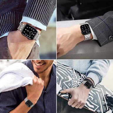 SKALO Nelikulmainen Teräsranneke Apple Watch 42/44/45/49mm - Hopea