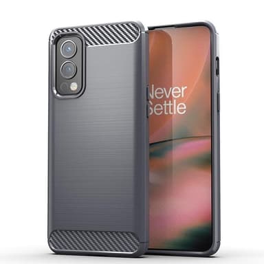 SKALO OnePlus Nord 2 Armor Carbon Iskunkestävä TPU suojakuori - Musta