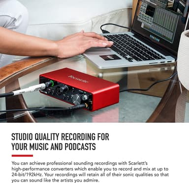 Focusrite Scarlett 2i2 3rd Gen USB Sound Card Audio Interface, 24-bittinen 192Khz PC ja Mac 2 kanavaa