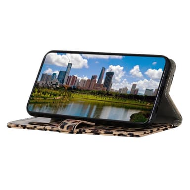 SKALO Motorola Moto G22 Leopardikuvioinen lompakkokotelo PU-nahasta.