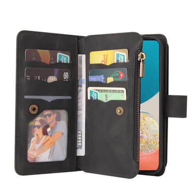 SKALO Samsung A53 5G Big Wallet 17-lokeroa Lompakkokotelo - Musta