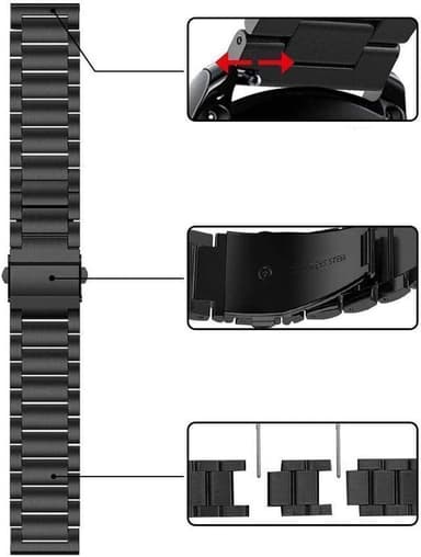 SKALO Teräsranneke Samsung Watch Active2 40mm - Musta