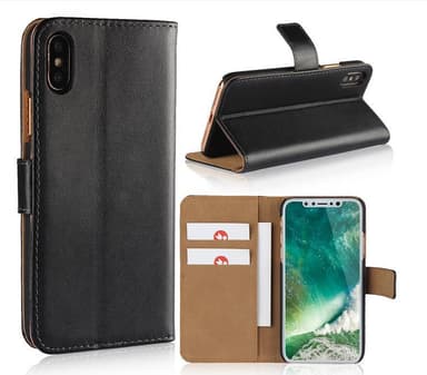 SKALO iPhone X/XS Lompakkokotelo Aitoa nahkaa - Valkoinen