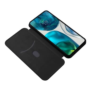 SKALO Motorola Moto G52 Carbon Fiber Lompakkokotelo - Musta