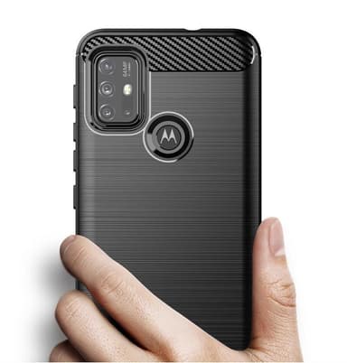 SKALO Moto G30 Armor Carbon Iskunkestävä TPU suojakuori - Harmaa