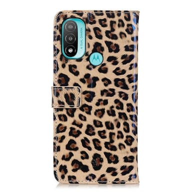 SKALO Moto E20/E30/E40 Leopardikuvioinen lompakkokotelo PU-nahasta.