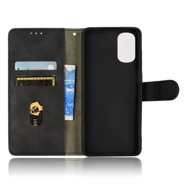 SKALO Motorola Moto E32/E32s Matt PU Nahka lompakkokotelo - Musta
