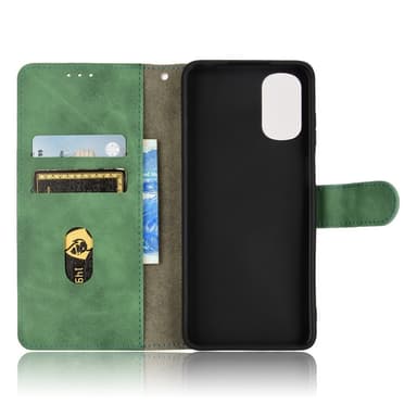 SKALO Motorola Moto E32/E32s Matt PU Nahka lompakkokotelo - Vihreä