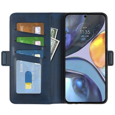 SKALO Motorola Moto G22 Premium Wallet Lompakkokotelo - Sininen