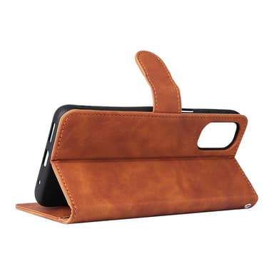 SKALO Motorola Moto G22 Matt PU Nahka lompakkokotelo - Ruskea