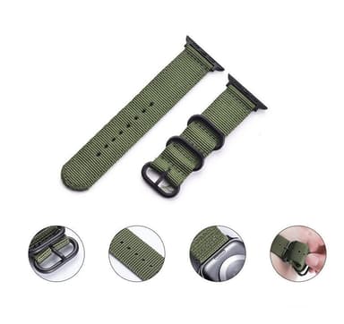 SKALO Nato Ranneke Nailona Apple Watch 42/44/45/49mm - Vihreä