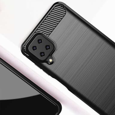 SKALO Samsung A12 Armor Carbon Iskunkestävä TPU suojakuori - Sininen