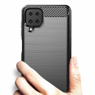 SKALO Samsung A12 Armor Carbon Iskunkestävä TPU suojakuori - Sininen