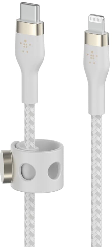 Belkin BoostCharge Pro Flex USB-C - Lightning kaapeli (valkoinen)