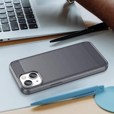 SKALO iPhone 14 Plus Armor Carbon Iskunkestävä TPU suojakuori - Harmaa