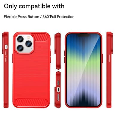 SKALO iPhone 14 Pro Armor Carbon Iskunkestävä TPU suojakuori - Punainen