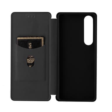 SKALO Sony Xperia 1 IV Carbon Fiber Lompakkokotelo - Musta