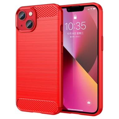 SKALO iPhone 14 Plus Armor Carbon Iskunkestävä TPU suojakuori - Punainen