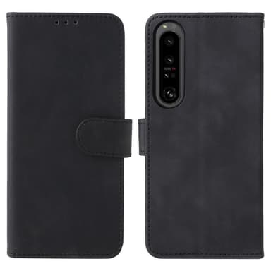 SKALO Sony Xperia 1 IV Matt PU Nahka lompakkokotelo - Musta