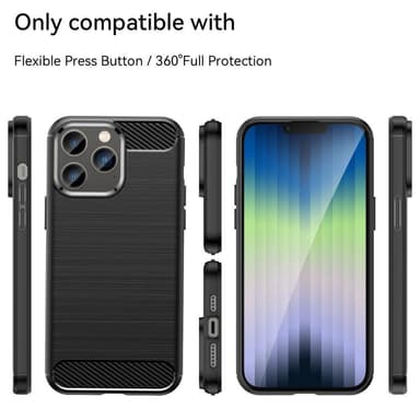 SKALO iPhone 14 Pro Max Armor Carbon Iskunkestävä TPU suojakuori - Musta