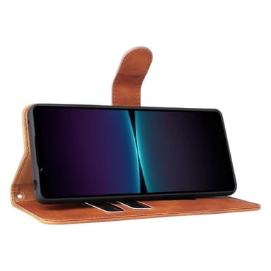 SKALO Sony Xperia 1 IV Matt PU Nahka lompakkokotelo - Ruskea