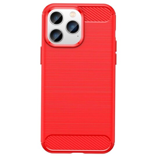 SKALO iPhone 14 Pro Armor Carbon Iskunkestävä TPU suojakuori - Punainen