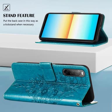SKALO Sony Xperia 10 IV Mandala lompakkokotelo - Sininen