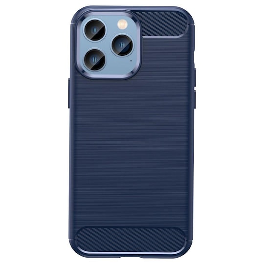 SKALO iPhone 14 Pro Max Armor Carbon Iskunkestävä TPU suojakuori - Sininen
