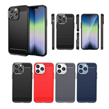 SKALO iPhone 14 Pro Max Armor Carbon Iskunkestävä TPU suojakuori - Sininen