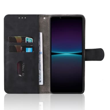 SKALO Sony Xperia 1 IV Matt PU Nahka lompakkokotelo - Musta