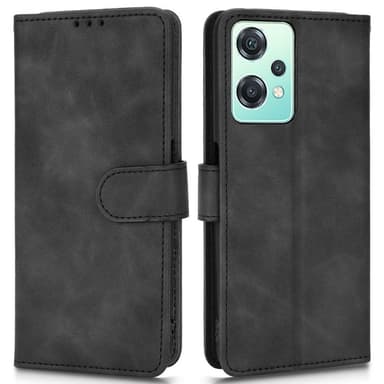 SKALO OnePlus Nord CE 2 Lite 5G Matt PU Nahka lompakkokotelo - Musta