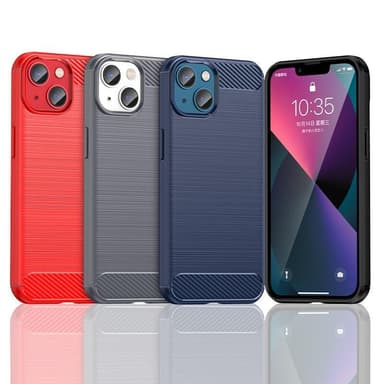 SKALO iPhone 14 Armor Carbon Iskunkestävä TPU suojakuori - Punainen
