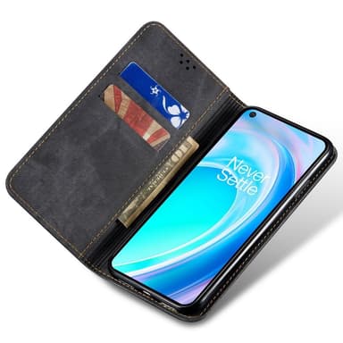 SKALO OnePlus Nord CE 2 Lite 5G Jeans Lompakkokotelo - Musta