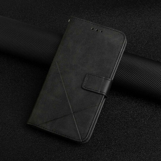 SKALO Xiaomi Redmi 10C Kohokuvioitu PU Nahka Lompakkokotelo - Musta