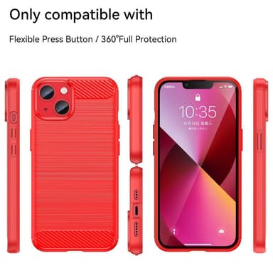 SKALO iPhone 14 Armor Carbon Iskunkestävä TPU suojakuori - Punainen
