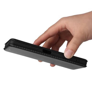 SKALO Sony Xperia 10 IV Carbon Fiber Lompakkokotelo - Musta