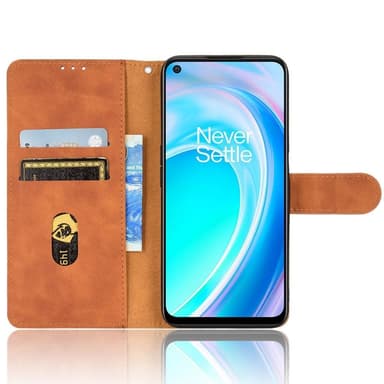 SKALO OnePlus Nord CE 2 Lite 5G Matt PU Nahka lompakkokotelo - Ruskea