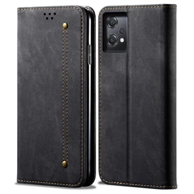 SKALO OnePlus Nord CE 2 Lite 5G Jeans Lompakkokotelo - Musta
